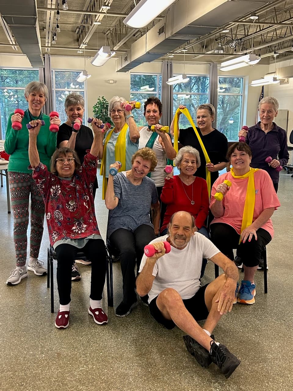 Young at Heart members exercising together at the Liberty center